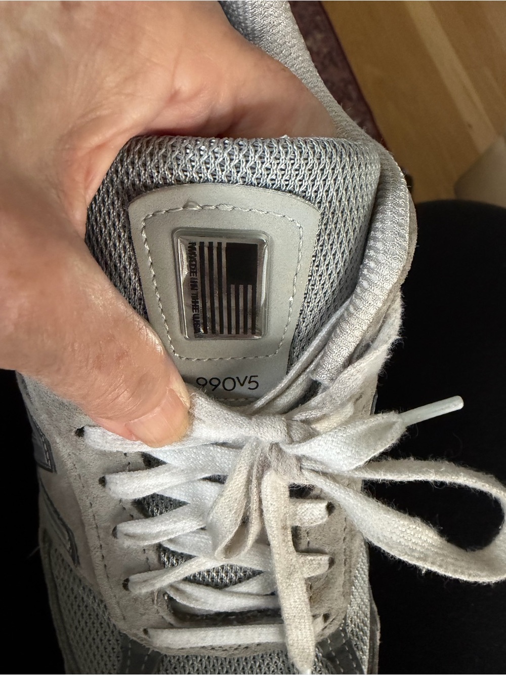 New Balance 990v5 Gray Suede and Mesh Sneakers - Picture 2 of 15